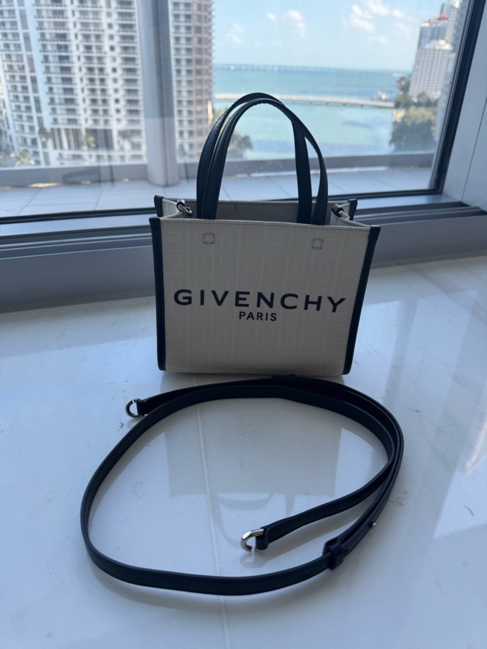 Givenchy Ivory and Black Mini Logo Tote